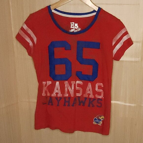 University Of Kansas E5 Red 65 Jayhawks Shirt Small - Picture 1 of 6